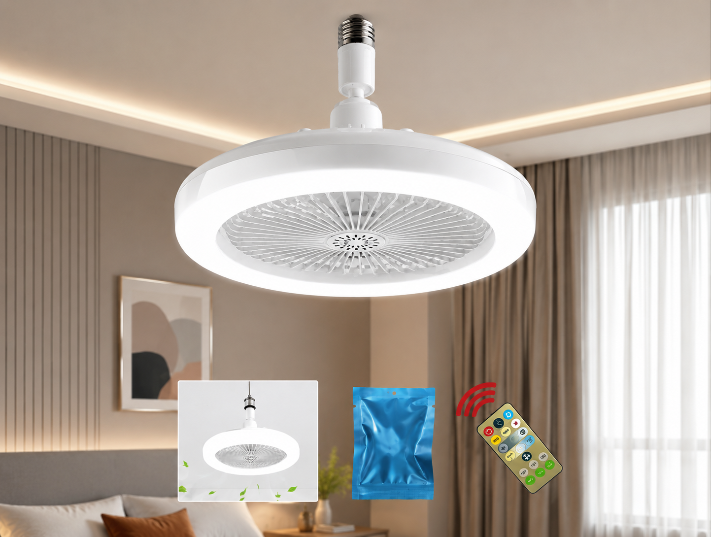 ABANICO CON LED Y AROMATIZANTE MULTIFUNCIONAL