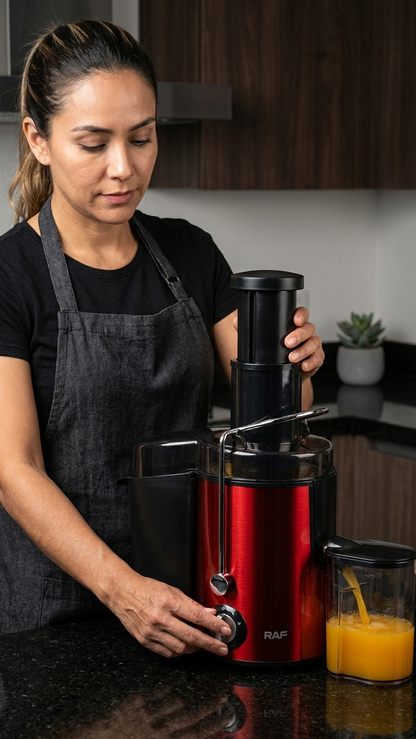 EXTRACTOR EXPRIMIDOR DE JUGO ELÉCTRICO FRUTAS COLOR ROJO