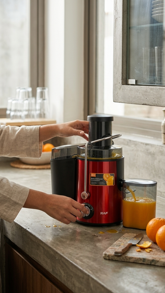 EXTRACTOR EXPRIMIDOR DE JUGO ELÉCTRICO FRUTAS COLOR ROJO