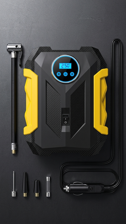 Bomba de aire portátil 12v con linterna LED digital MD