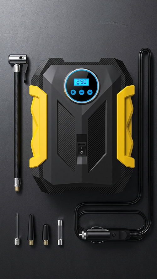 Bomba de aire portátil 12v con linterna LED digital MD